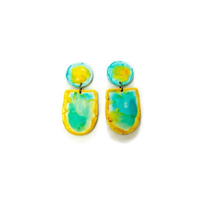 Wearable Art Necklace in Turquoise & Yellow - Velora Luxury Fashion