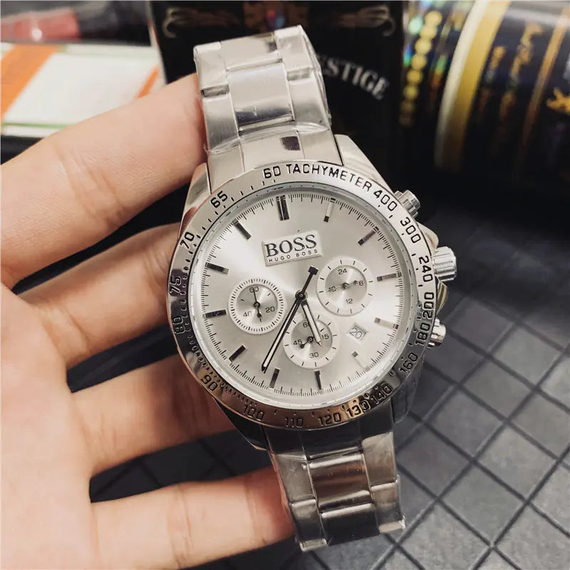 Boss Men's Quartz Watch with Calendar and Steel Band