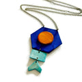 Unique Geometric Pendant Necklace in Blue Yellow - Velora Luxury Fashion
