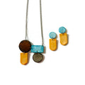 Unique Geometric Jewelry Set in Baby Blue, Peach, Brown & Grey - Velora Luxury Fashion