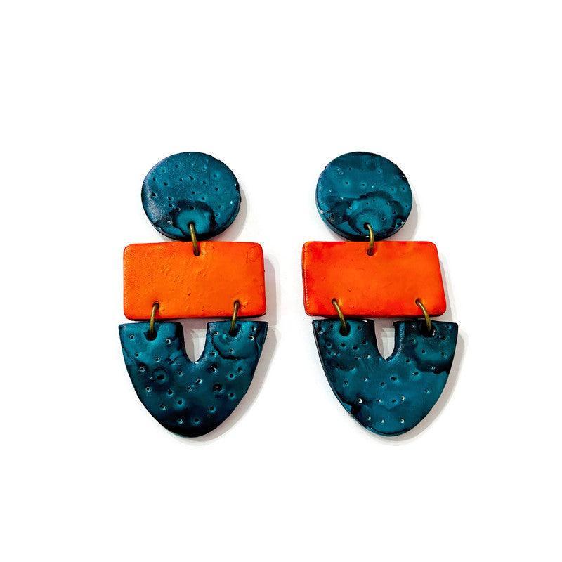Unique Statement Necklace in Orange & Teal - Velora Luxury Fashion