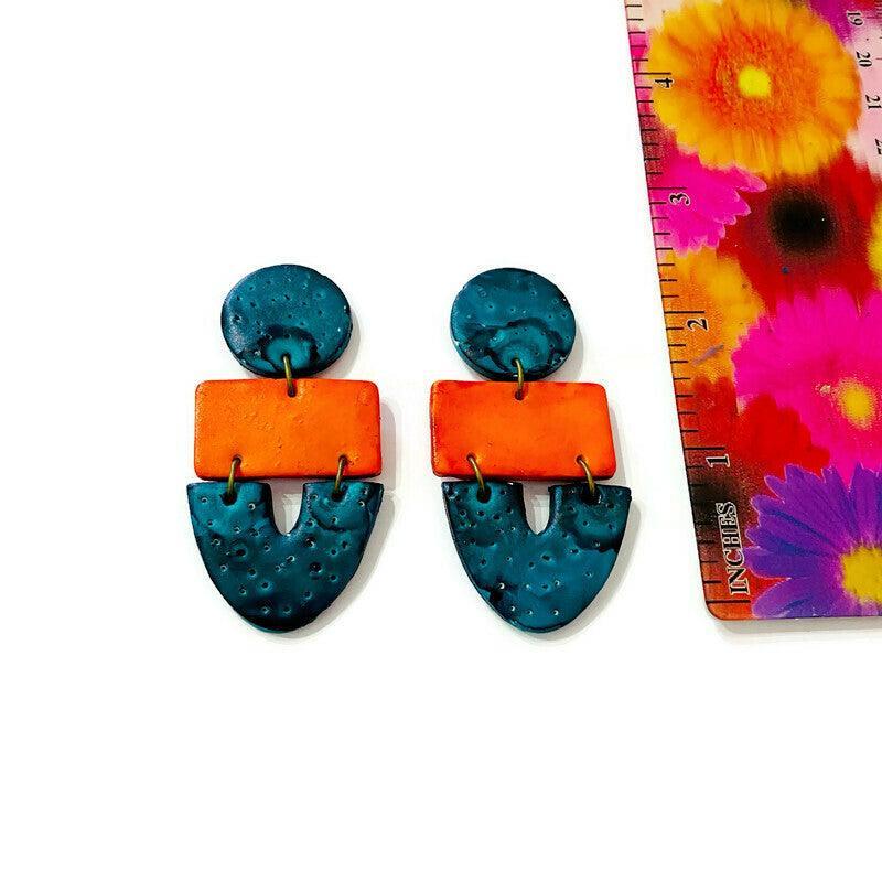 Unique Statement Necklace in Orange & Teal - Velora Luxury Fashion