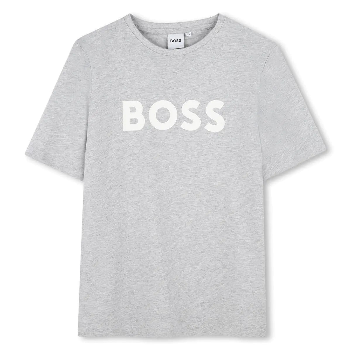 BOSS Youth Grey Cotton Tee with Chest Emblem 12Years