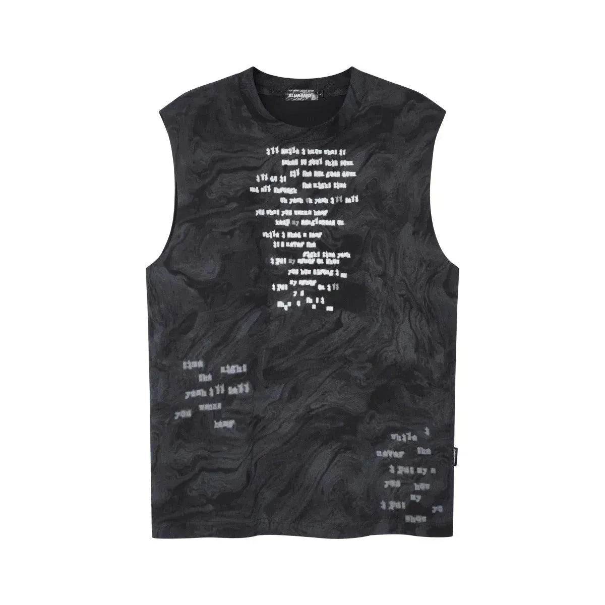 Vintage Batik Ink Letter Printing Tank Top Vest - Velora