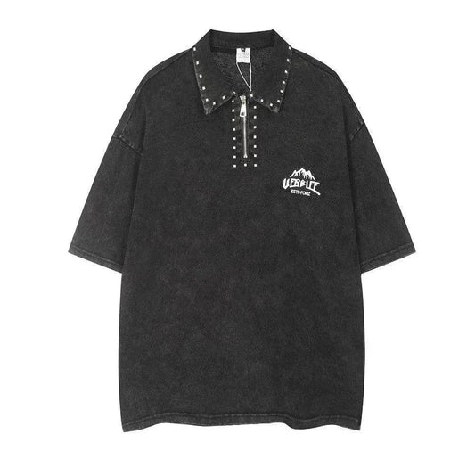 Washed And Worn Polo Shirt Men's Summer - Velora