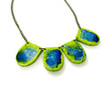 Handmade Bib Statement Necklace in Watercolor Green & Blue - Velora Luxury Fashion