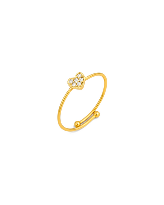 Sparkling Heart Adjustable Ring