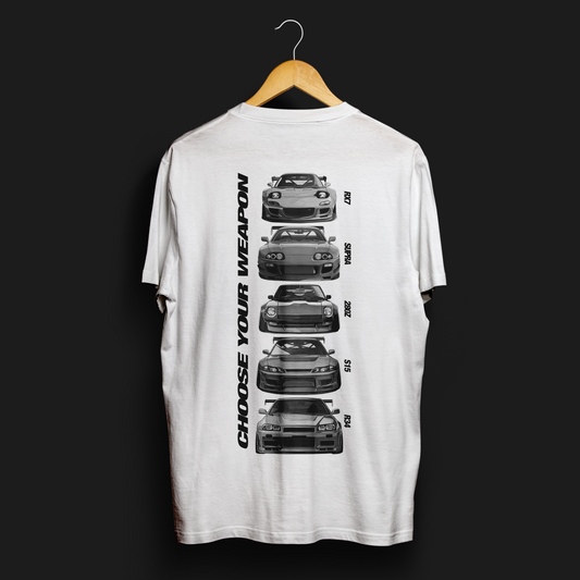 Choose Your Weapon JDM Armory Automotive Graphic T-Shirt | Mens & Womens (Unisex) - Velora