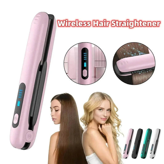 Wireless Hair Straightener Flat Iron Mini 2 IN 1 Roller USB 5000mAh Max 200 Degree Portable Cordless Curler 4 Levels Dry And Wet Uses - Velora