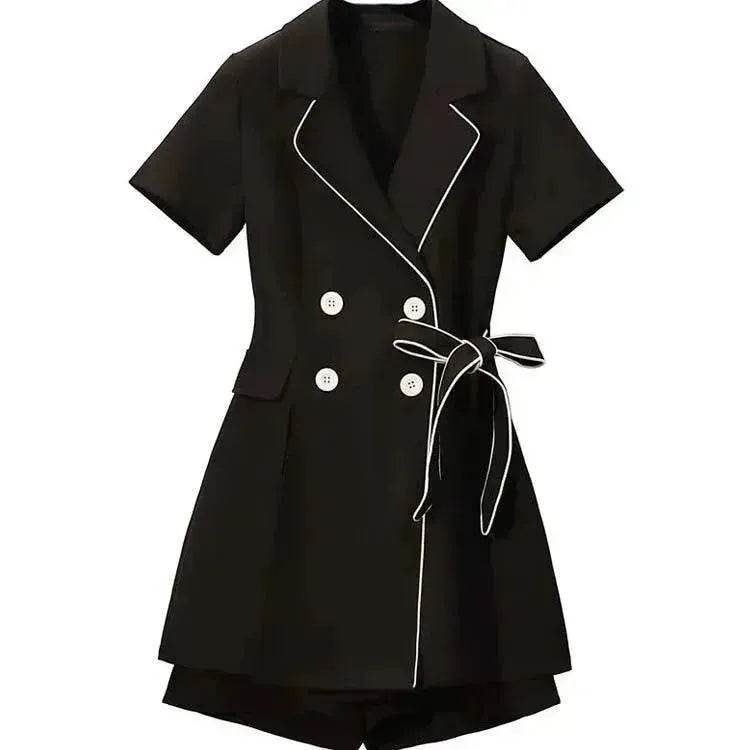 Women Casual Black two-piece Skirt suit - Velora