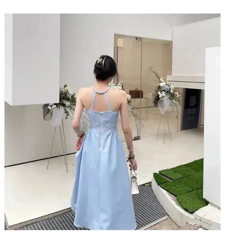 Women Evening Party Dress Diamond Halterneck Charming Sleeveless long Dress for Elegant Chic ladies - Velora