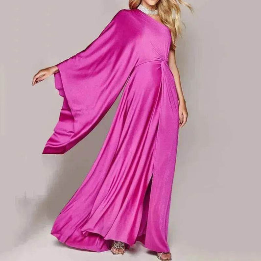 Women's Fashion Solid Color Crossbody Strapless Dress - Velora