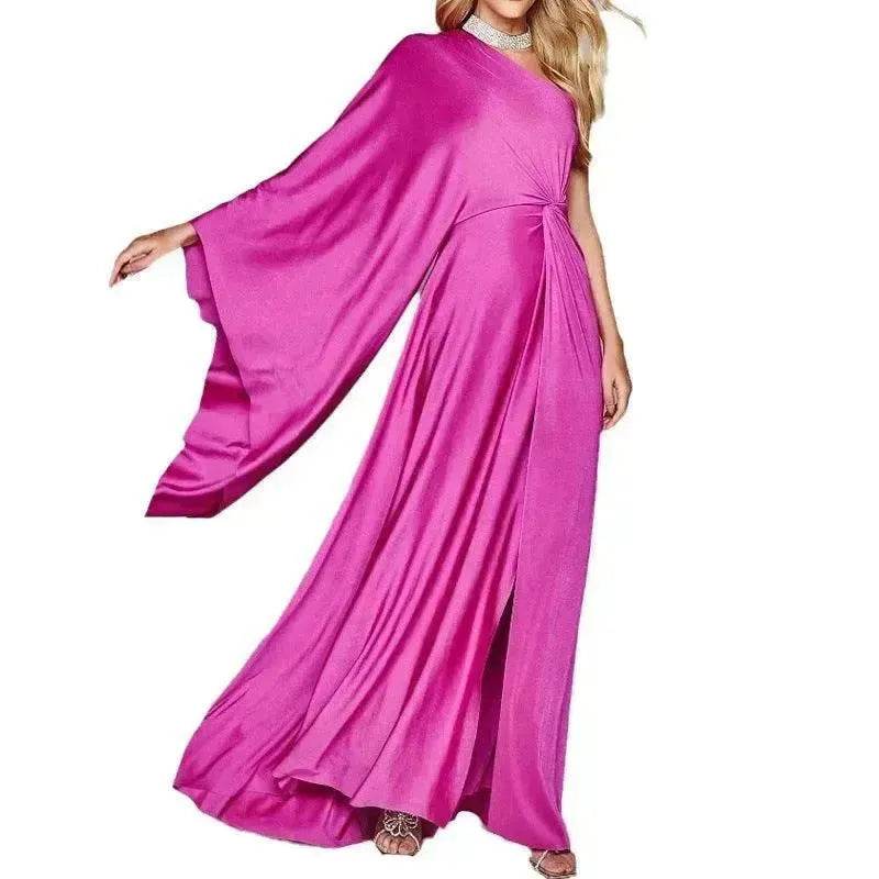 Women's Fashion Solid Color Crossbody Strapless Dress - Velora