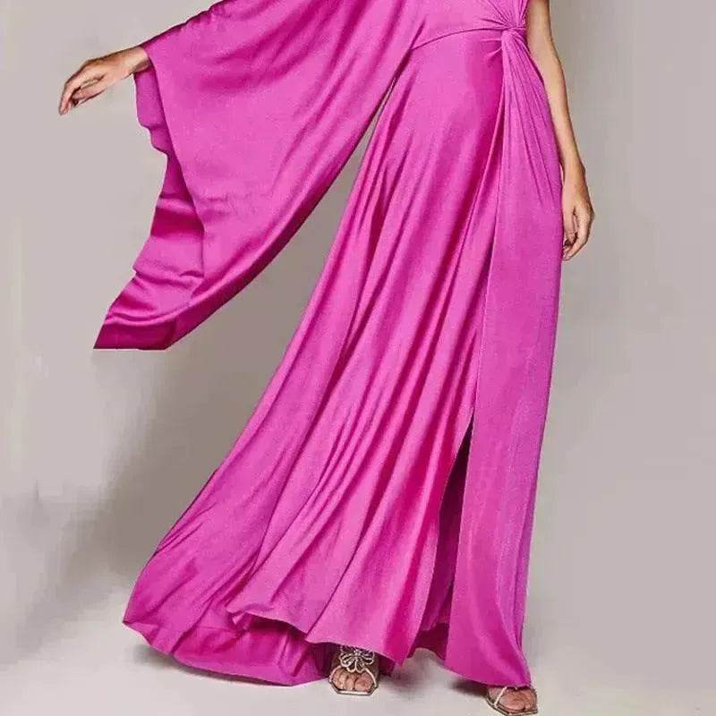 Women's Fashion Solid Color Crossbody Strapless Dress - Velora