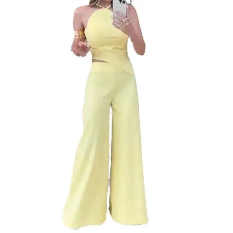 Women's Fashion Solid Color Wide Leg Jumpsuit - Velora