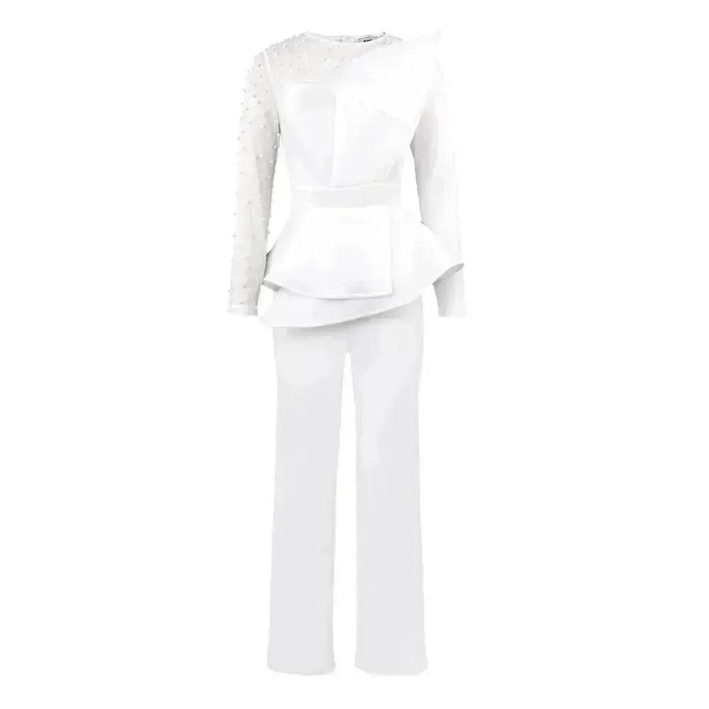 Women's Fashion Splicing Beads Jumpsuit