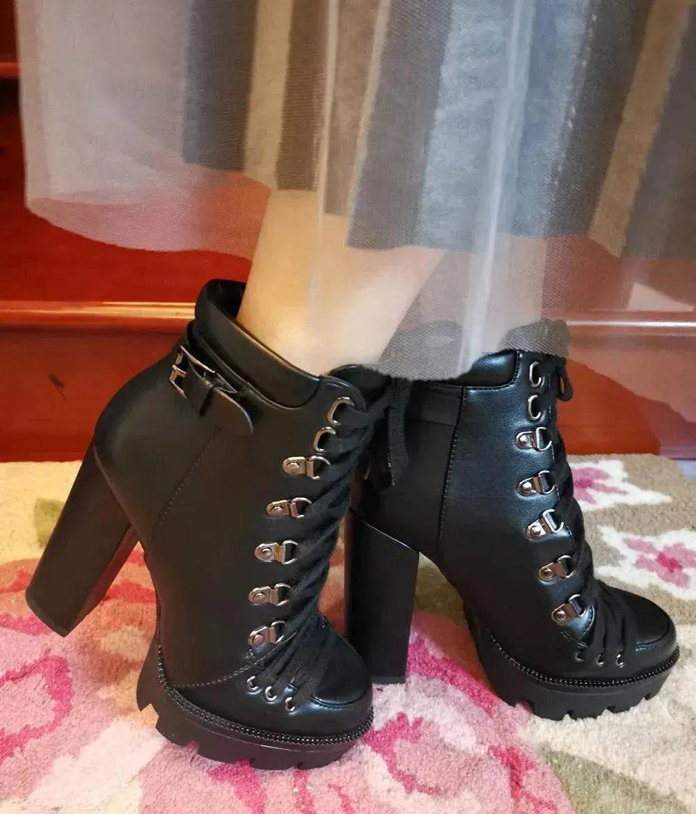 Women's High Heel Mid-heel Boots Thick Heel Women's Boots - Velora