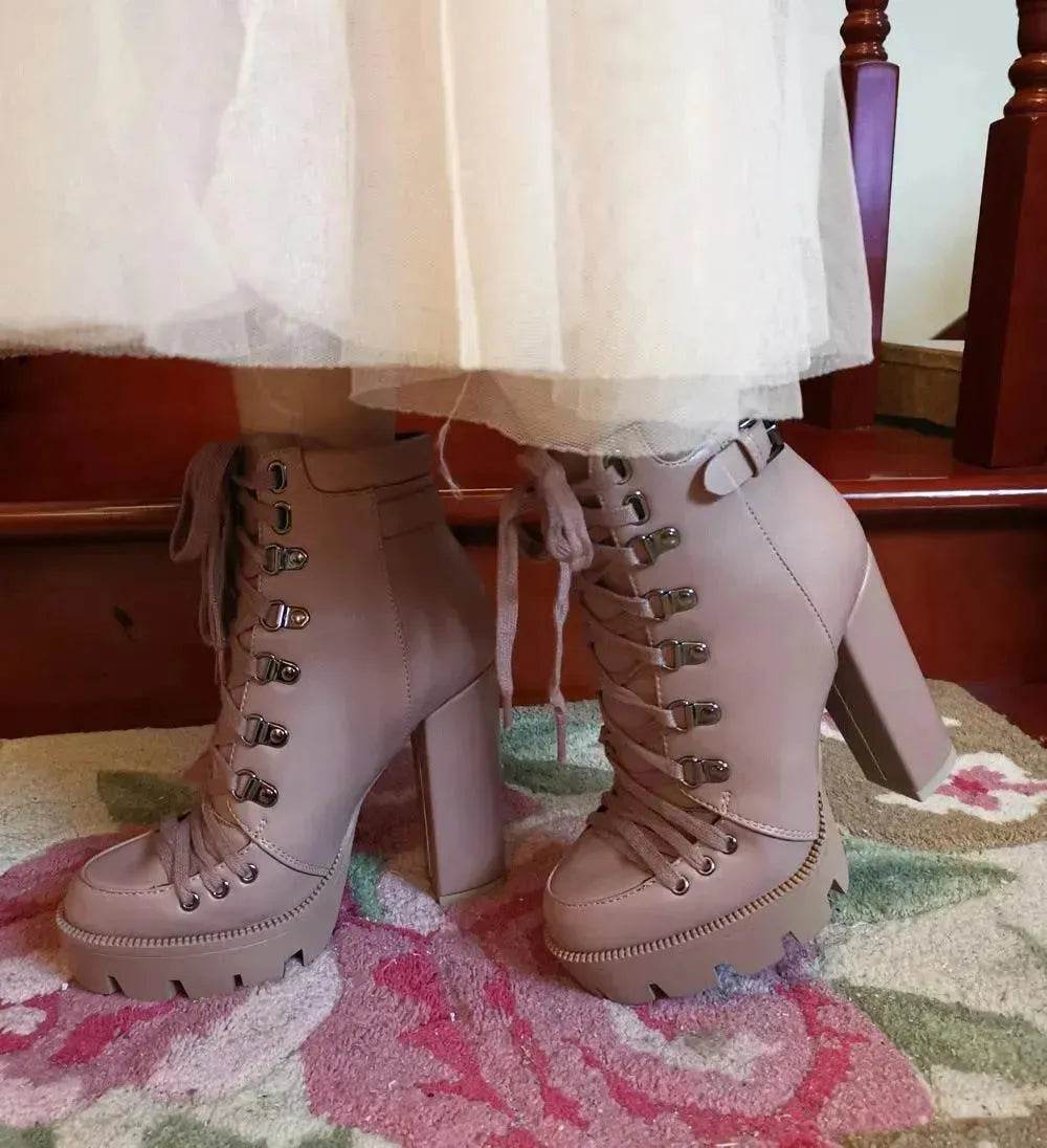 Women's High Heel Mid-heel Boots Thick Heel Women's Boots - Velora