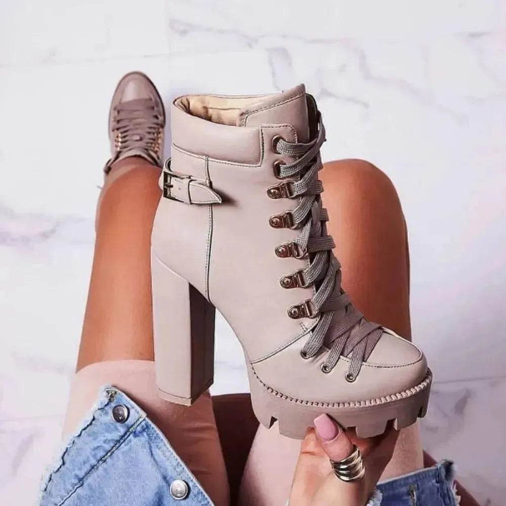 Women's High Heel Mid-heel Boots Thick Heel Women's Boots - Velora