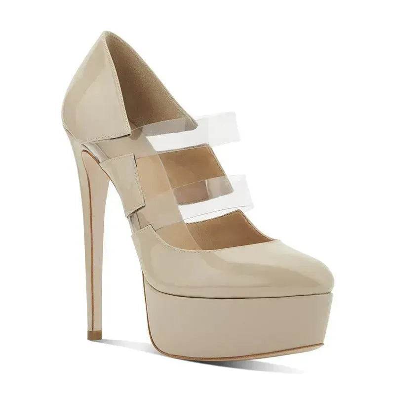 Women's Shoes PVC Stitching Platform High Heels - Velora
