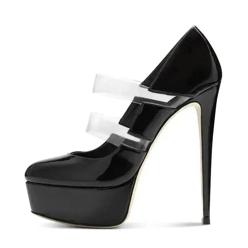 Women's Shoes PVC Stitching Platform High Heels - Velora