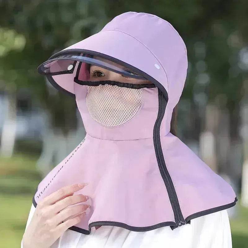 Women's Summer Wide Brim Biking Face-covering Mask Sun Protection Hat - Velora