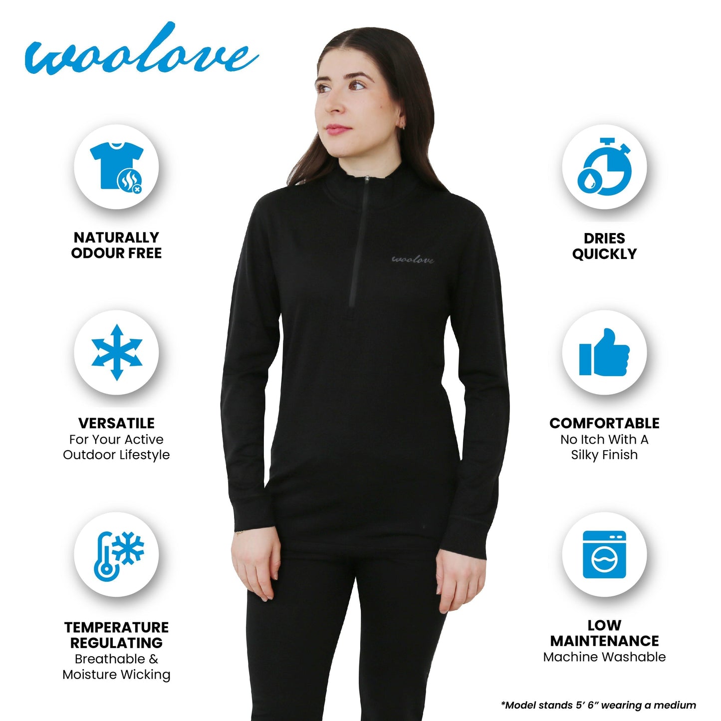 Women's 100% Merino Wool 1/4 Zip Pullover 190 GSM - Velora