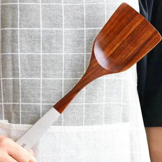 Wooden Kitchen Utensils Set Appliances Special Non-stick Set Pure Natural Teak Solid Wood Long Handle Shovel Tools - Velora