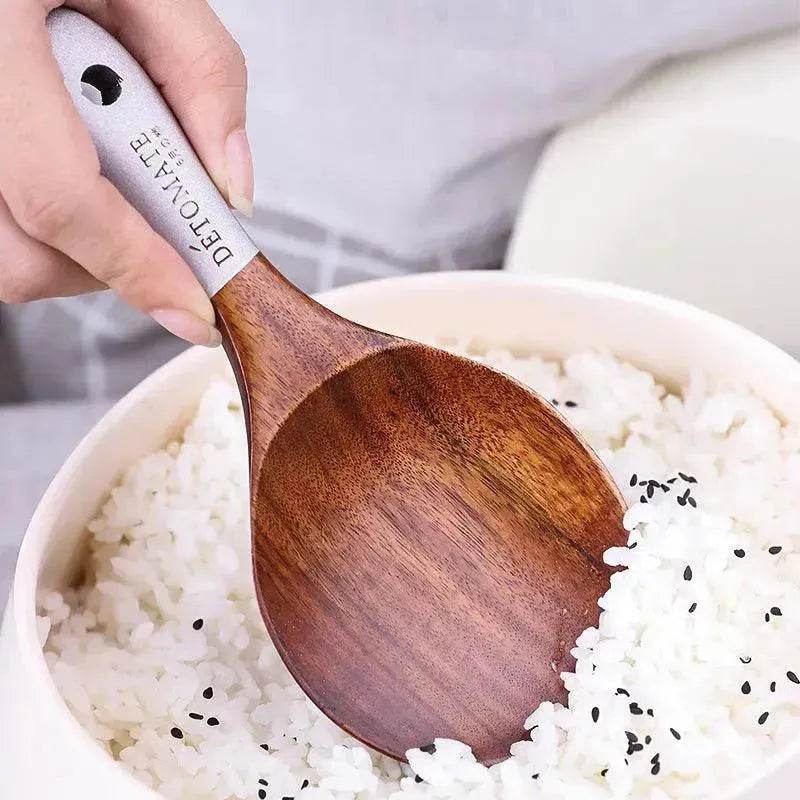 Wooden Kitchen Utensils Set Appliances Special Non-stick Set Pure Natural Teak Solid Wood Long Handle Shovel Tools - Velora