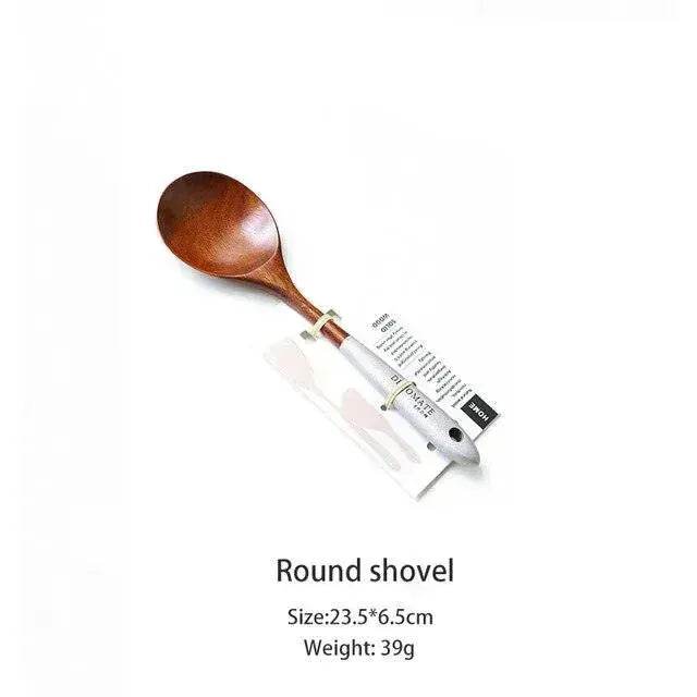 Wooden Kitchen Utensils Set Appliances Special Non-stick Set Pure Natural Teak Solid Wood Long Handle Shovel Tools - Velora
