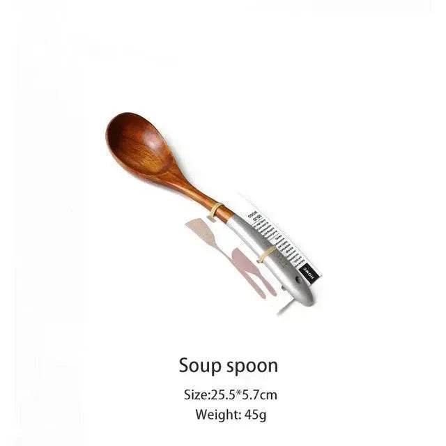 Wooden Kitchen Utensils Set Appliances Special Non-stick Set Pure Natural Teak Solid Wood Long Handle Shovel Tools - Velora