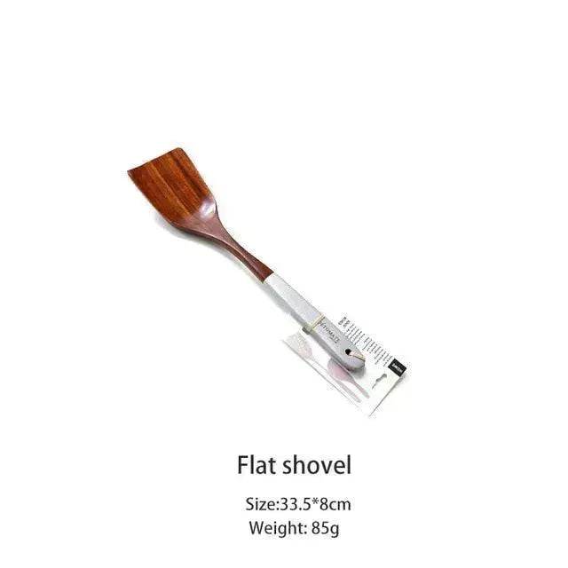 Wooden Kitchen Utensils Set Appliances Special Non-stick Set Pure Natural Teak Solid Wood Long Handle Shovel Tools - Velora