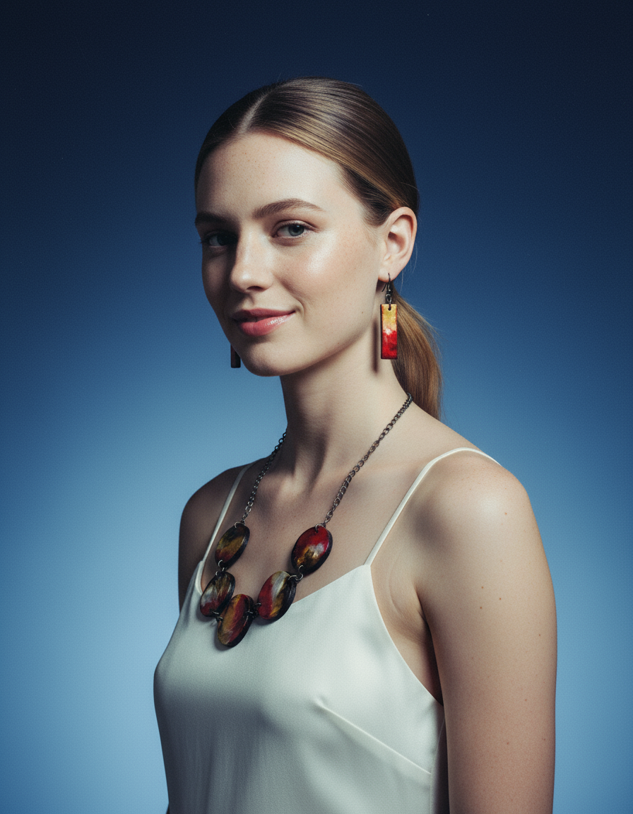 Earth Tone Beaded Necklace with Short Adjustable Chain - Velora Luxury Fashion