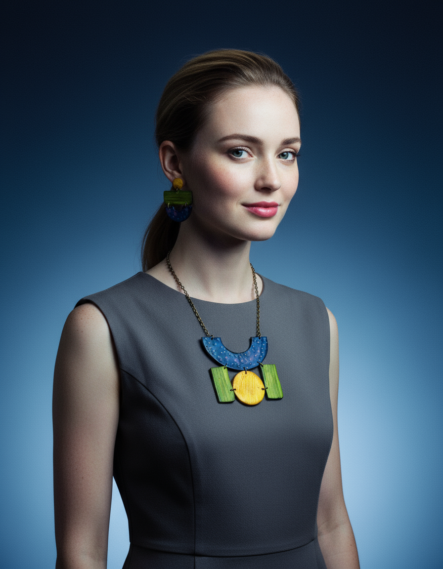 Colorful Painted Statement Necklace with Geometric Design - Velora Luxury Fashion