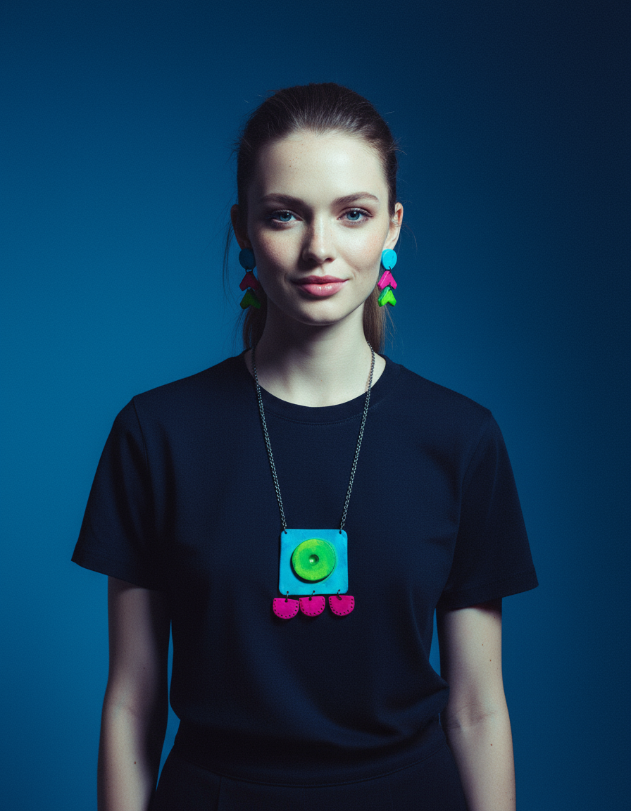 Large Neon Geometric Pendant Handmade - Velora Luxury Fashion