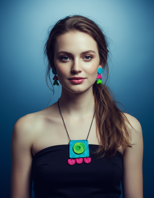 Abstract Neon Statement Jewelry Set Handmade - Velora Luxury Fashion