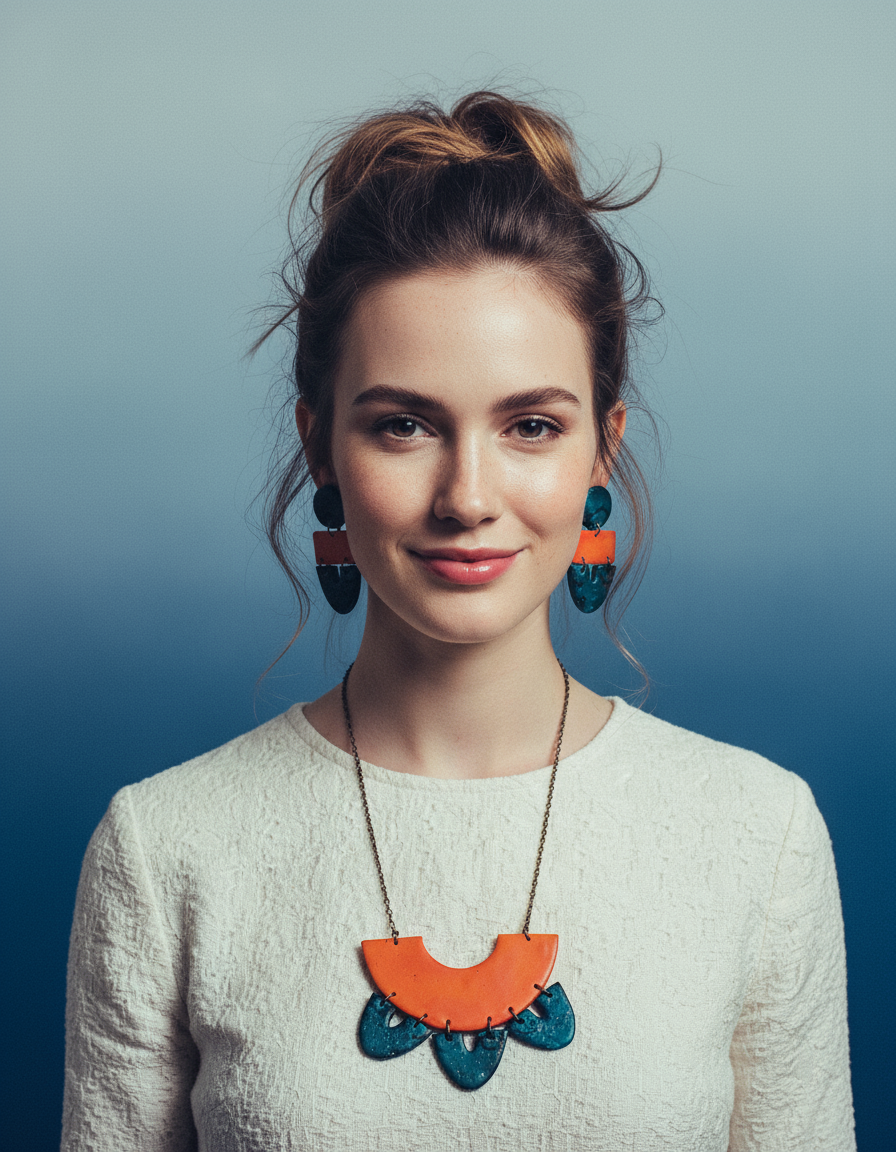 Unique Statement Necklace in Orange & Teal - Velora Luxury Fashion