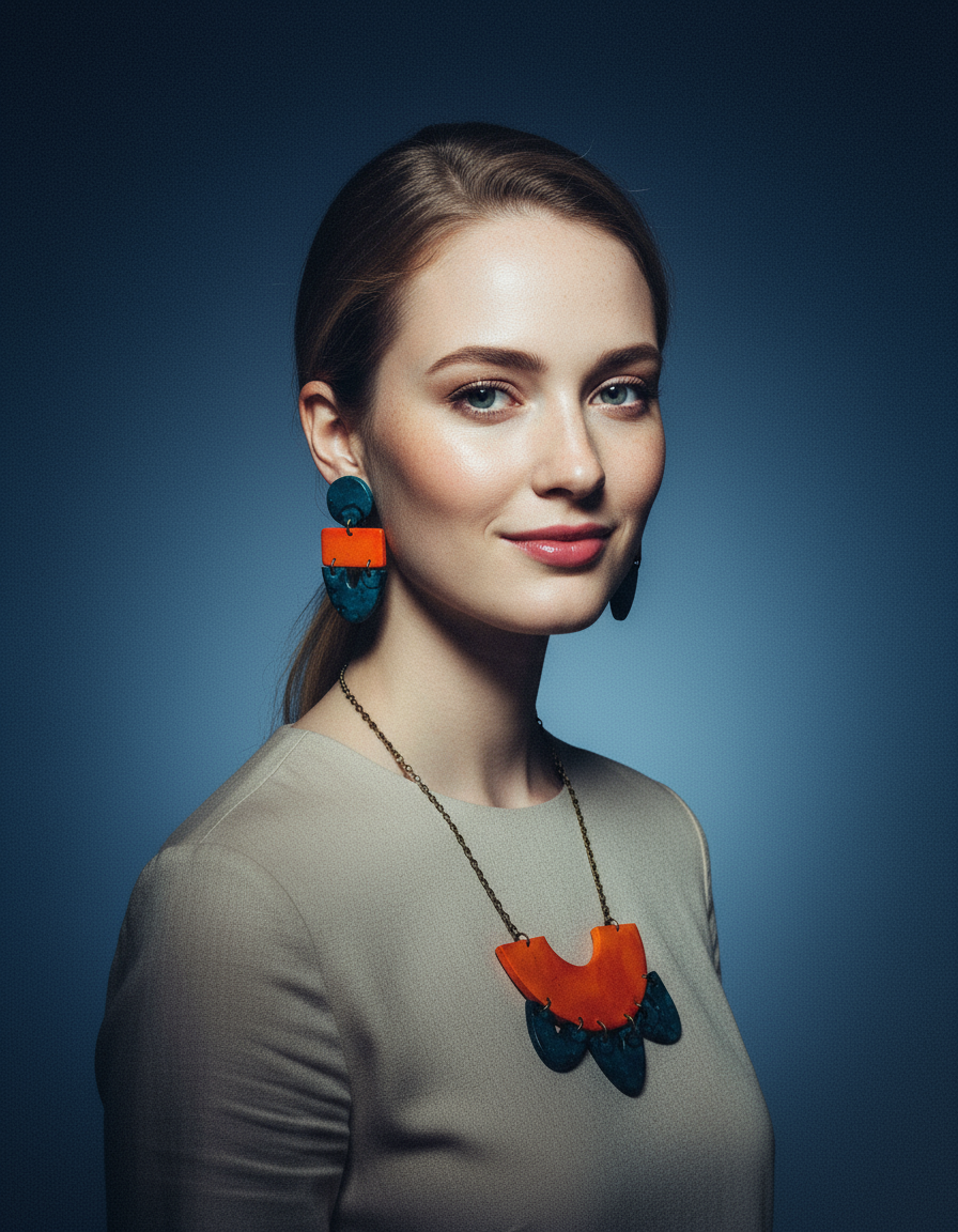 Unique Statement Necklace in Orange & Teal - Velora Luxury Fashion