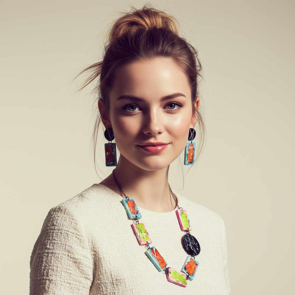 Bold Colorful Beaded Statement Necklace- Paint Spalsh - Velora Luxury Fashion