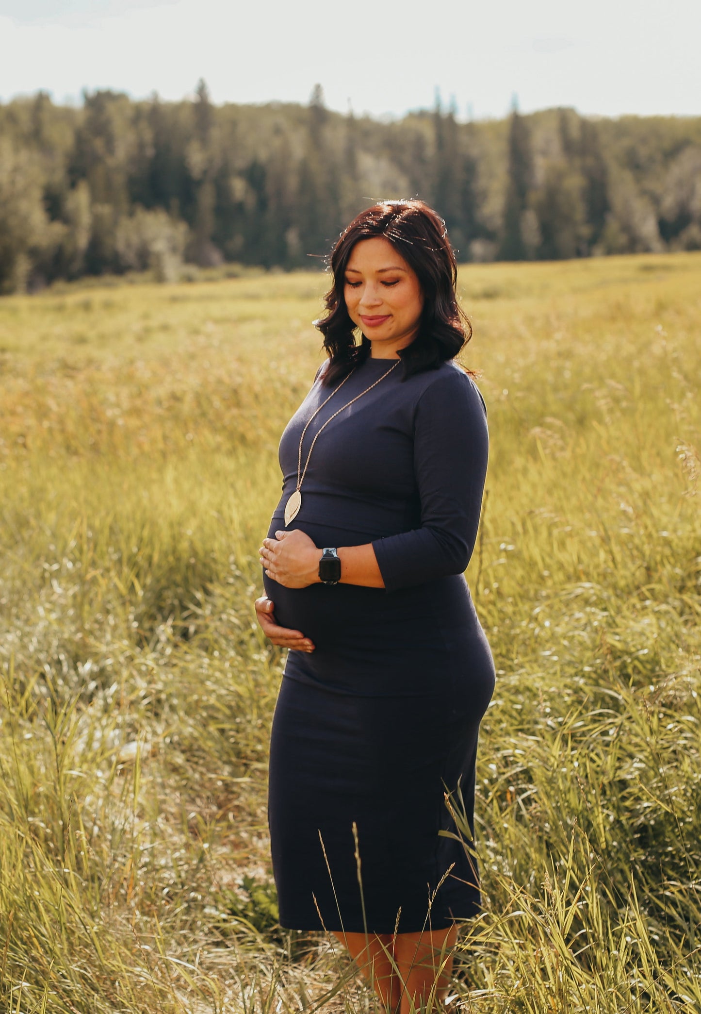 Taryn 3/4 Sleeve Maternity and Nursing Dress - Velora Luxury Fashion