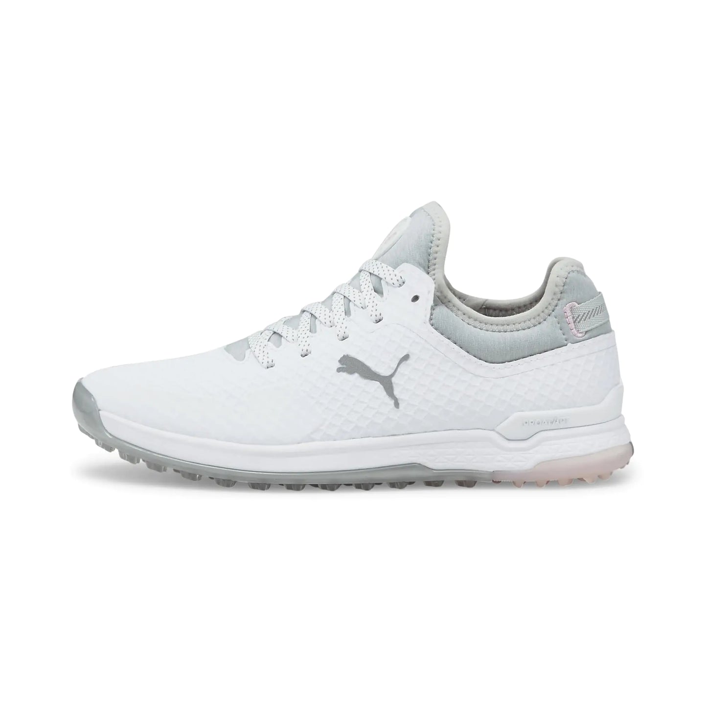 Puma Golf Womens Proadapt Alphacat Golf Shoe Puma White-Puma Silver-Pink Lady 8.5