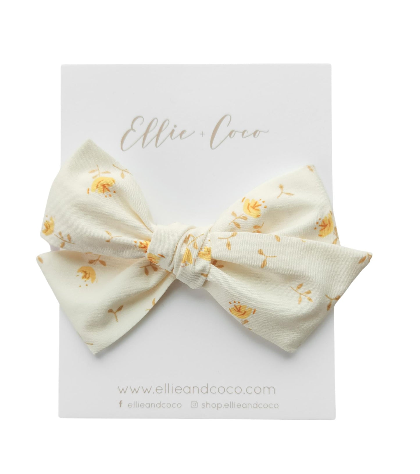 Yellow Flowers on Cream Oversize Bow - Velora