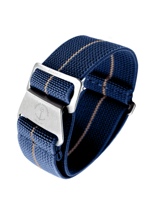 YEMA Marine Nationale Parachute Watch Band Blue 19mm | SYMN39-G-SS - Velora Luxury Fashion