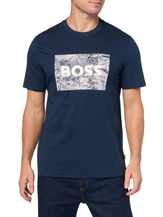 BOSS Urban Panorama Big Logo Cotton Tee - Blueberry XXL