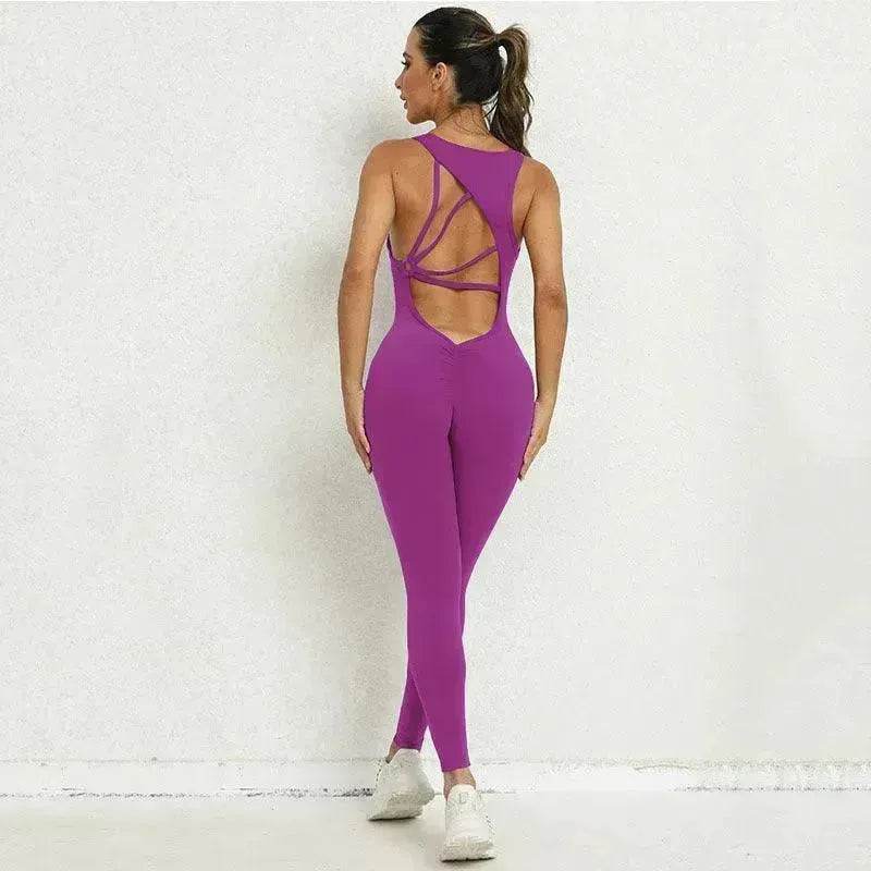 Yoga Jumpsuit V-shaped Back Design Sleeveless Fitness Running Sportswear Stretch Tights Pants For Womens Clothing EX-STOCK Canada